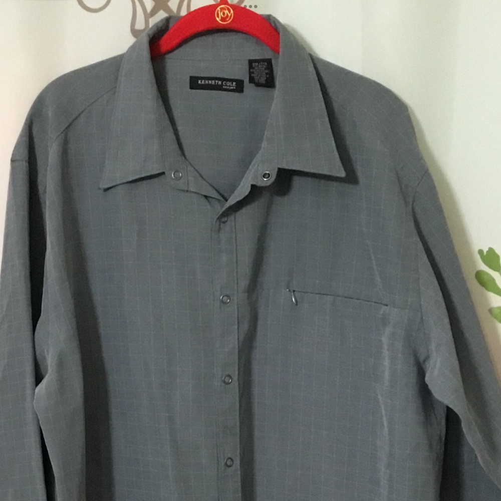 Men’s Kenneth Cole Size XXL Blue/Black Rayon/Polyester Blend Long Sleeve